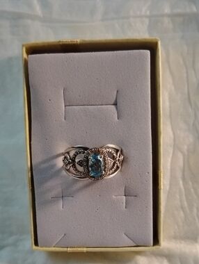 Sevilla Sterling Silver Blue Topaz Filigree Ring Size 9